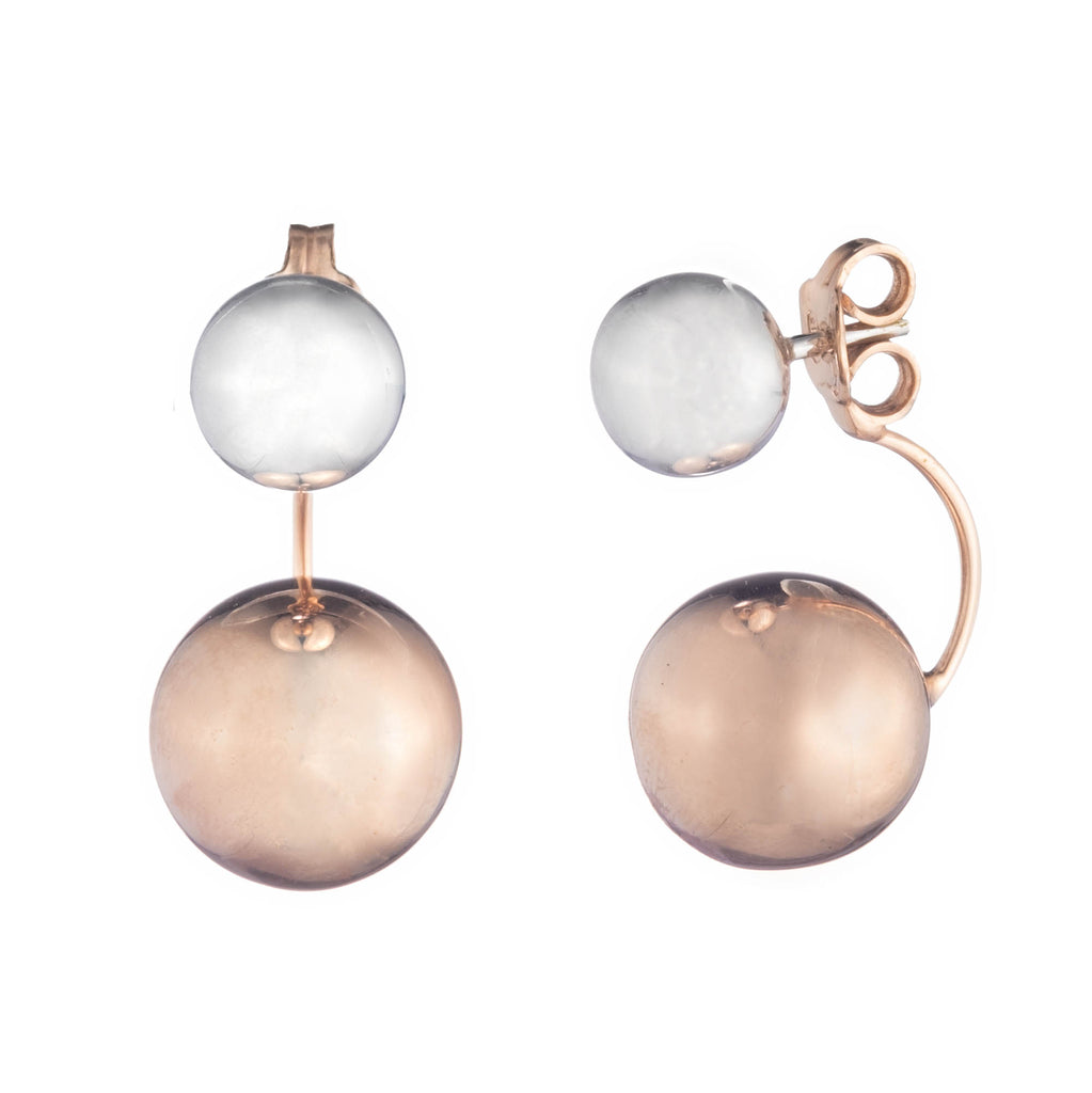 Beautifully Finished Rose Gold and White Gold Ball Earrings
