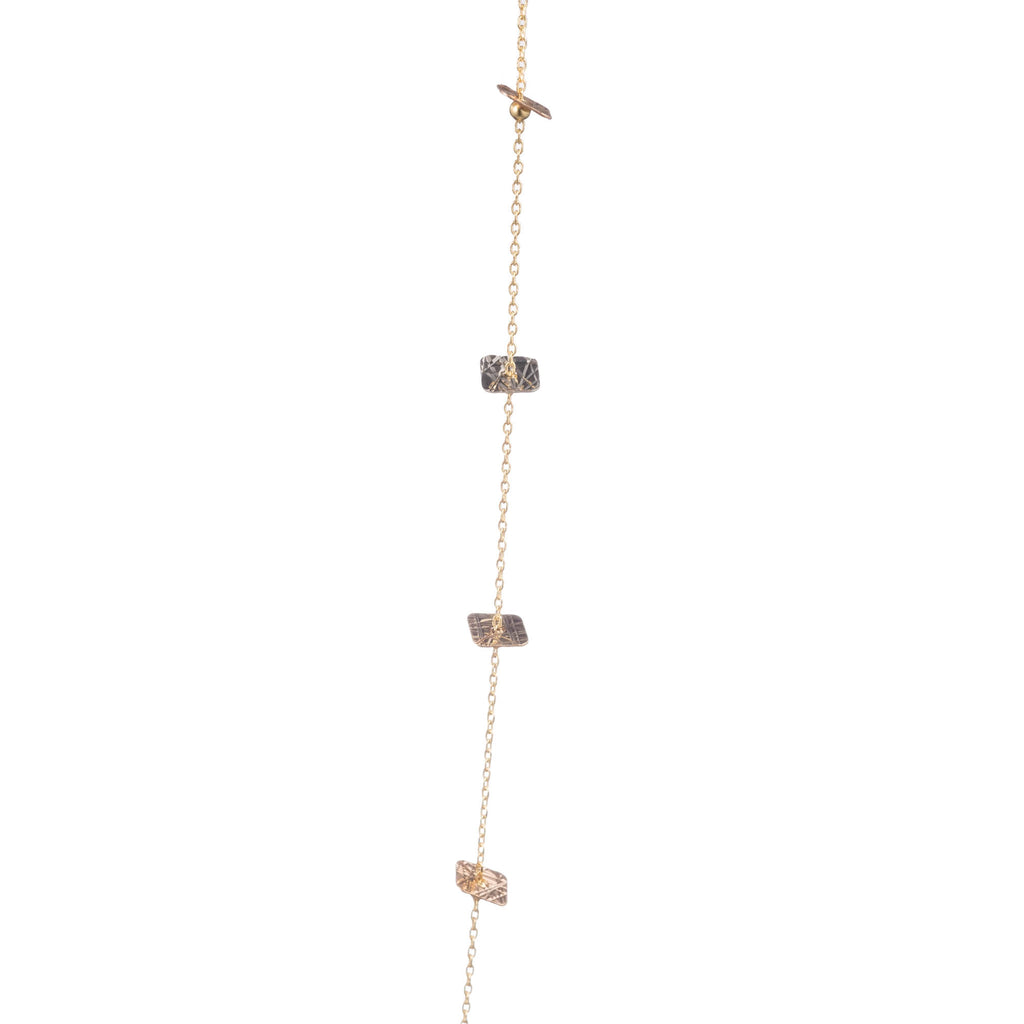 Tri-Tone Long Necklace with Square Discs