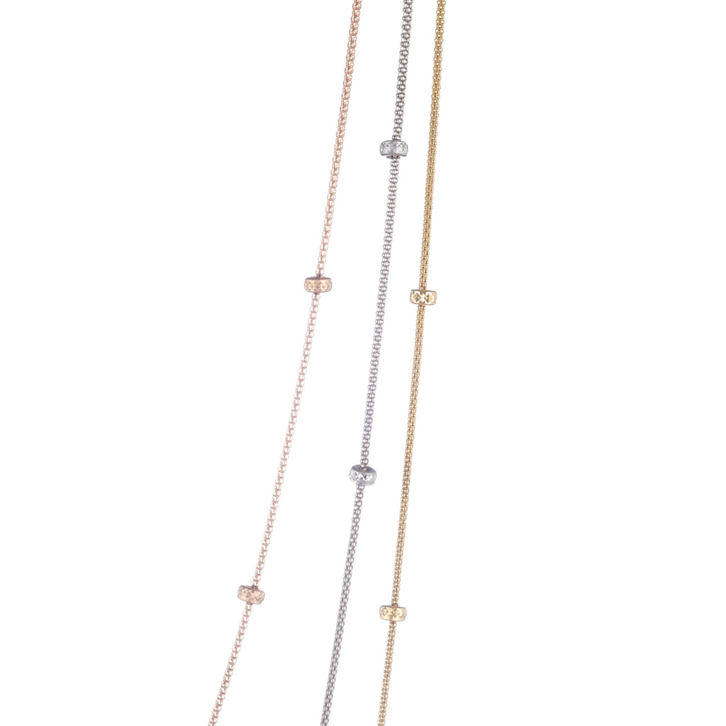 18K Three-Tone Layered Long Necklace
