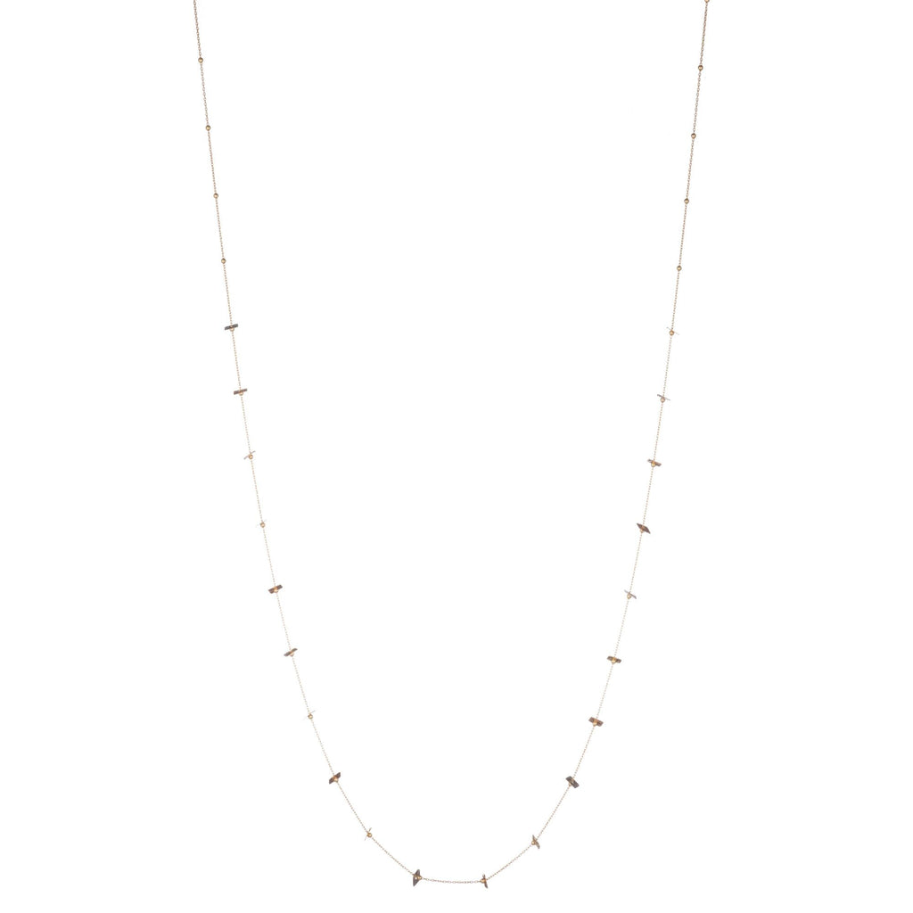 Tri-Tone Long Necklace with Square Discs